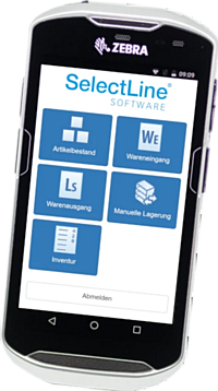 Mobiles Erfassungsgerät mit der SelectLine-MDE-Anwendung.